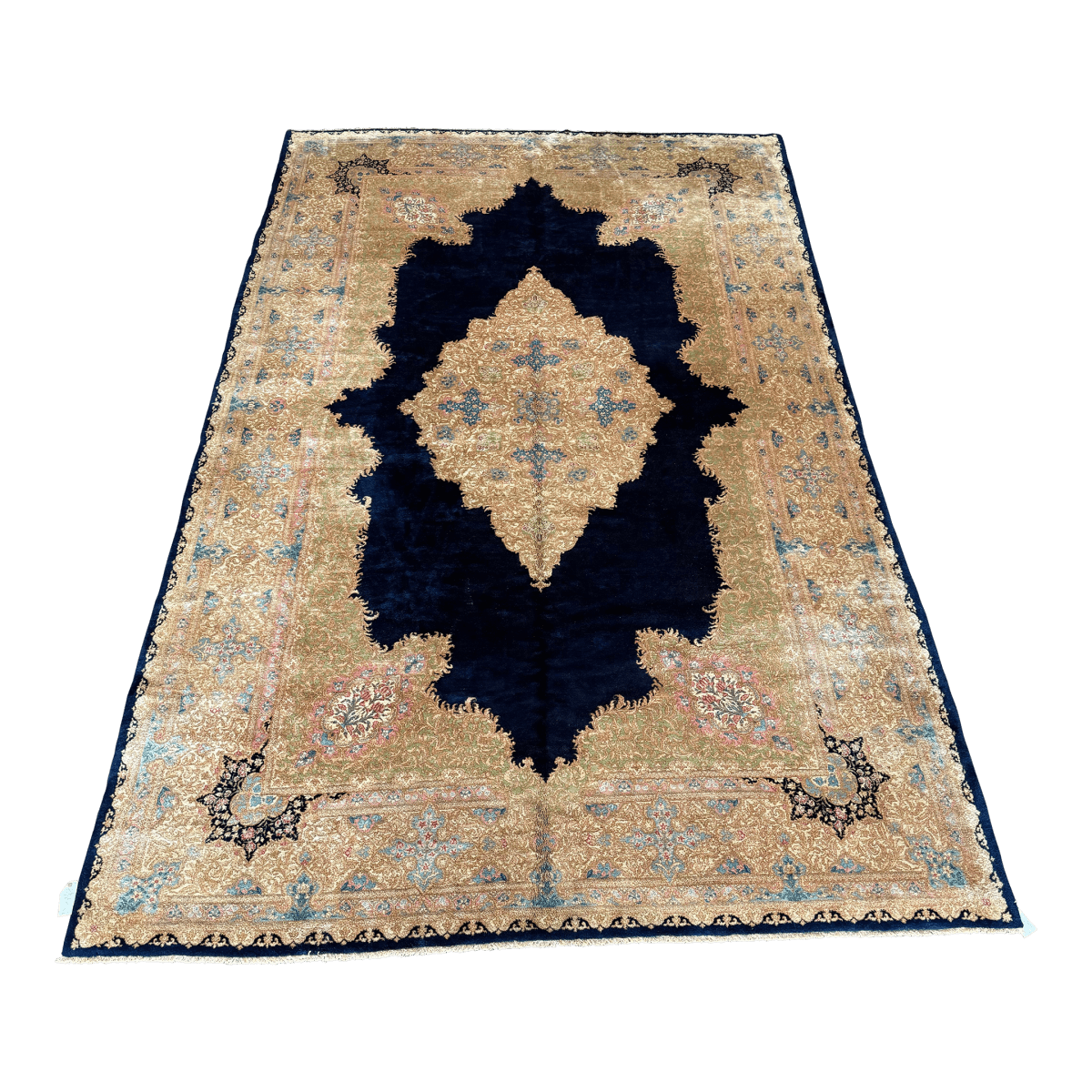 9ft 11in × 15ft 8in Circa 1960's Persian Kerman Area Rug - Thumbnail 2