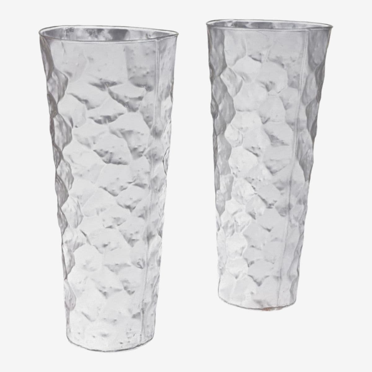 Vintage Hammered Planters, Pair - Image 1