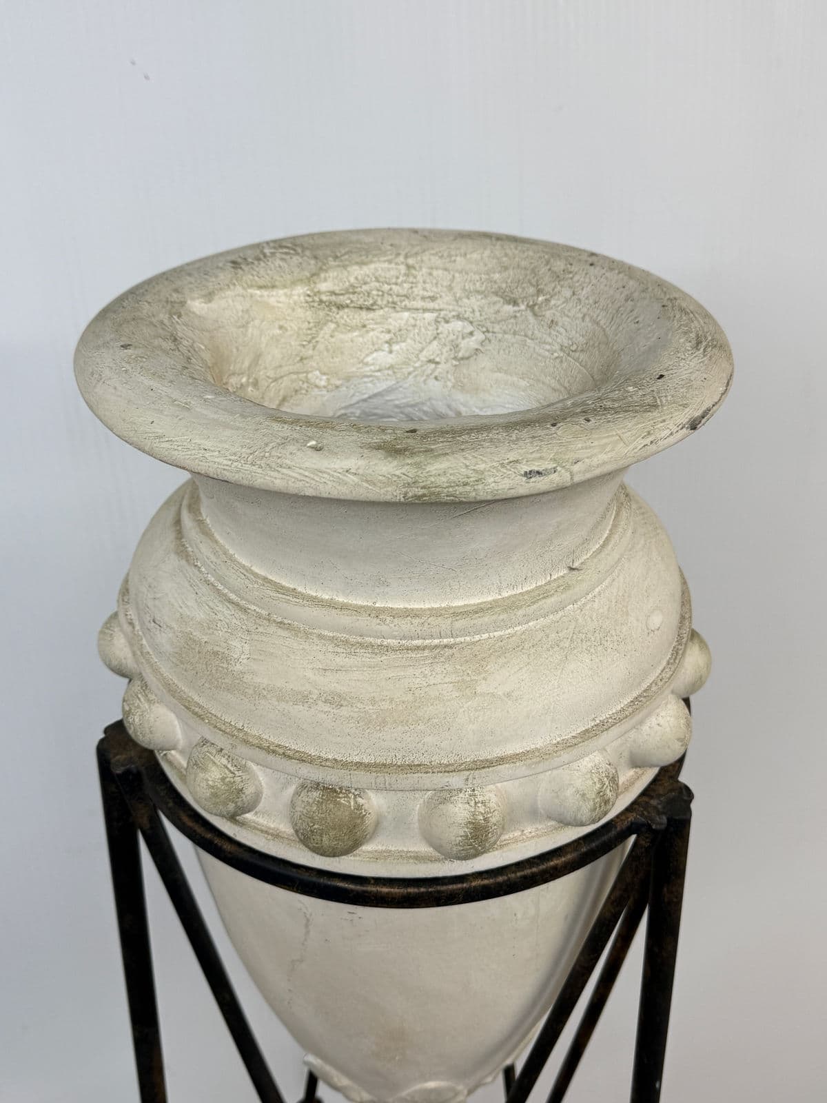 Regency Style Iron Plant Stand + Ceramic Urn, Set of Two - Thumbnail 4