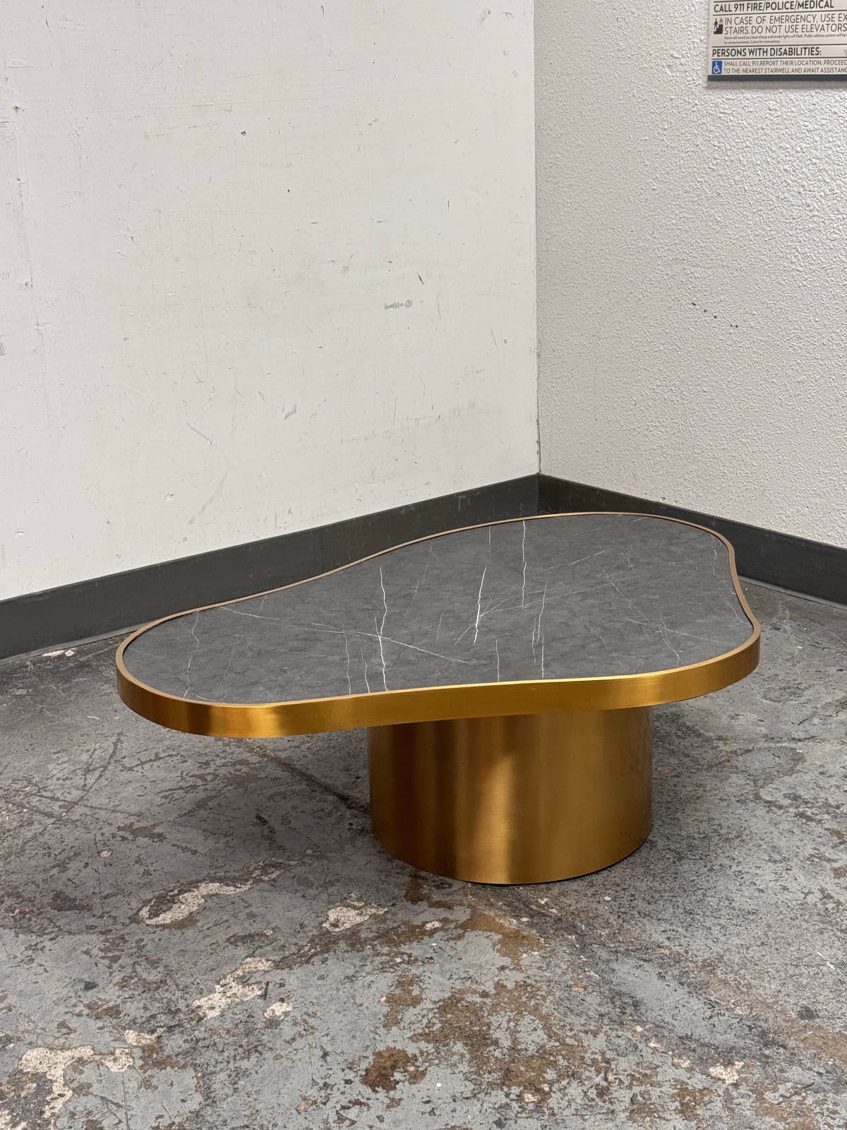 Michael Oren Design Marquina Marble Kidney Coffee Table - Thumbnail 4