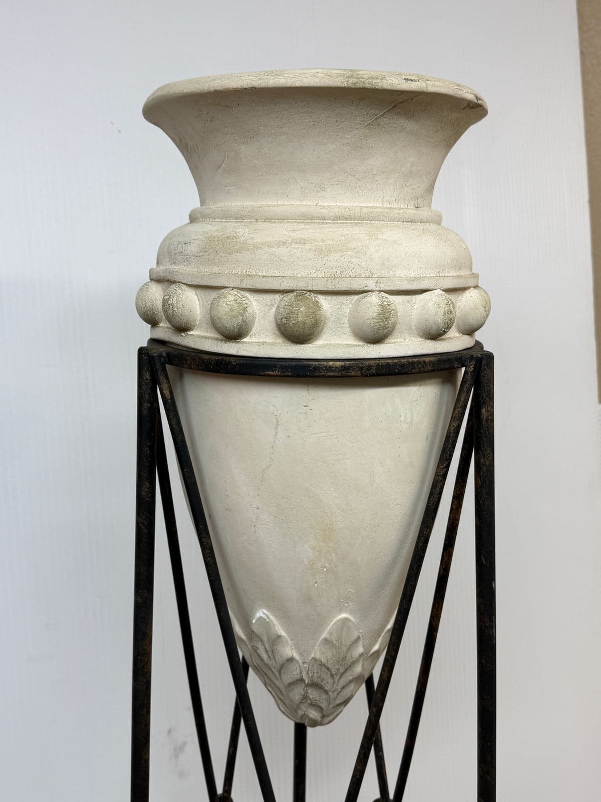 Regency Style Iron Plant Stand + Ceramic Urn, Set of Two - Thumbnail 5