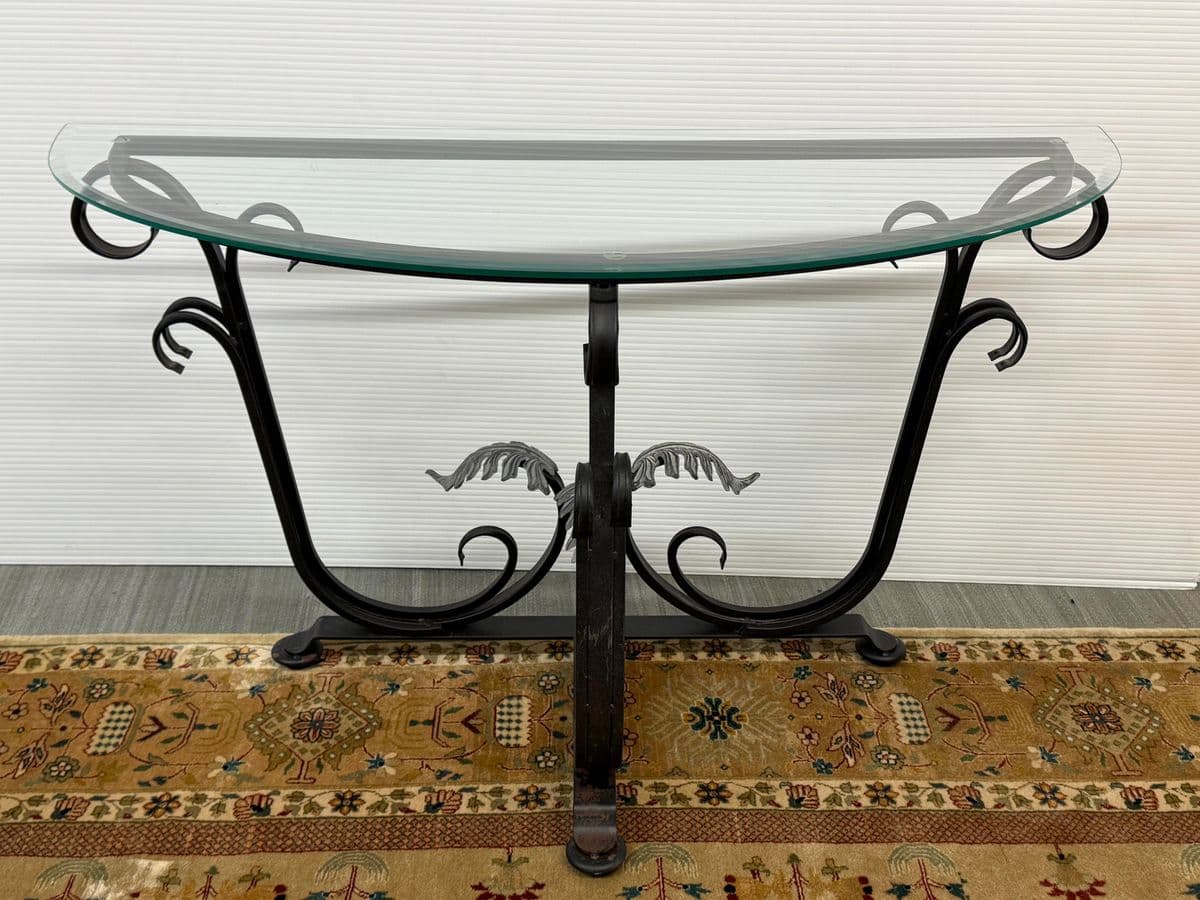 In the Style of Tommy Bahama Wrought Iron Console Table - Thumbnail 3