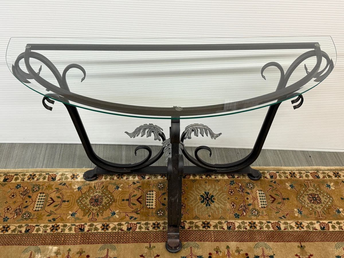 In the Style of Tommy Bahama Wrought Iron Console Table - Thumbnail 7