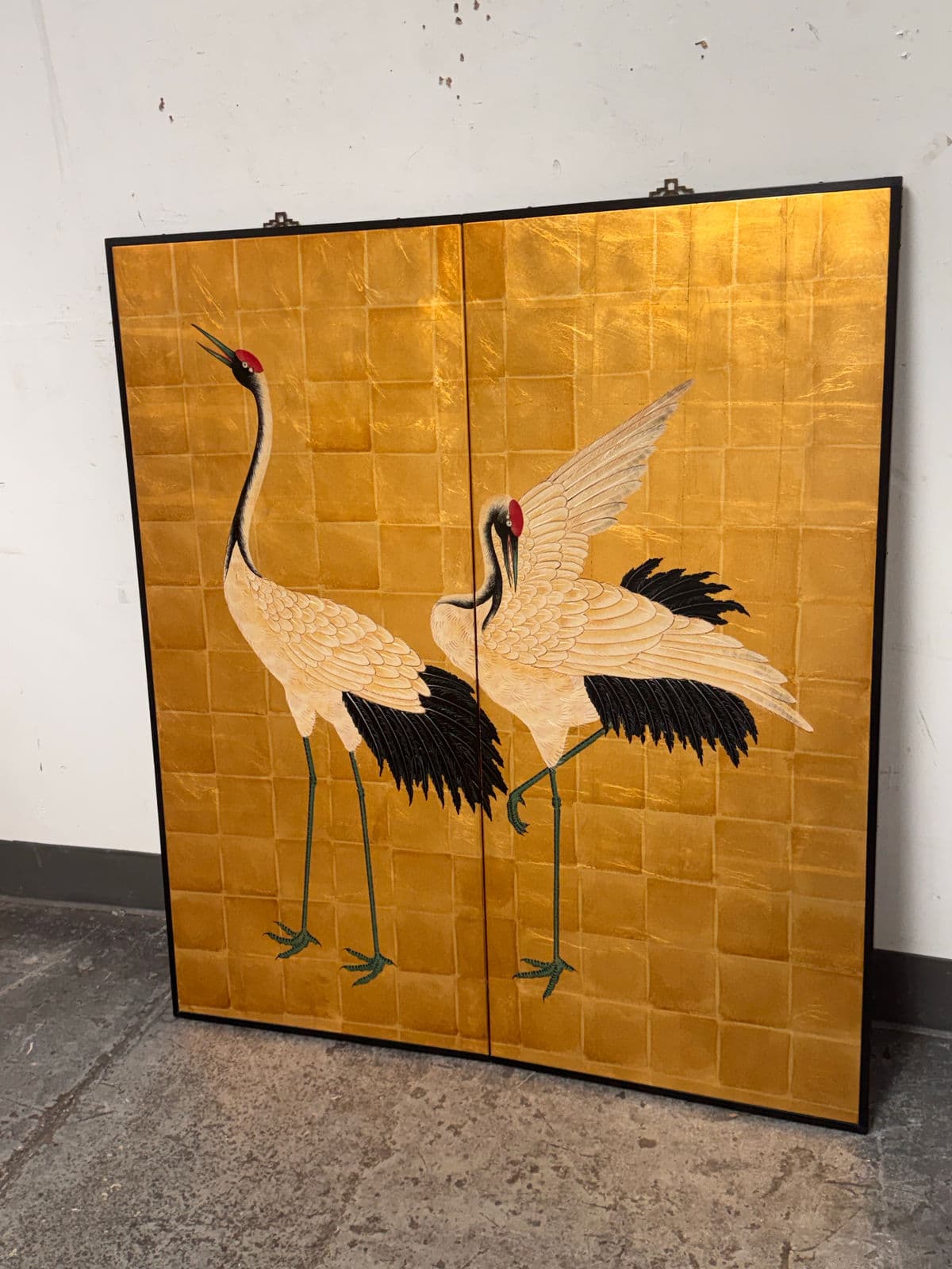 Late 20th Century Chinese Two-Panel Screen With Cranes - Thumbnail 6
