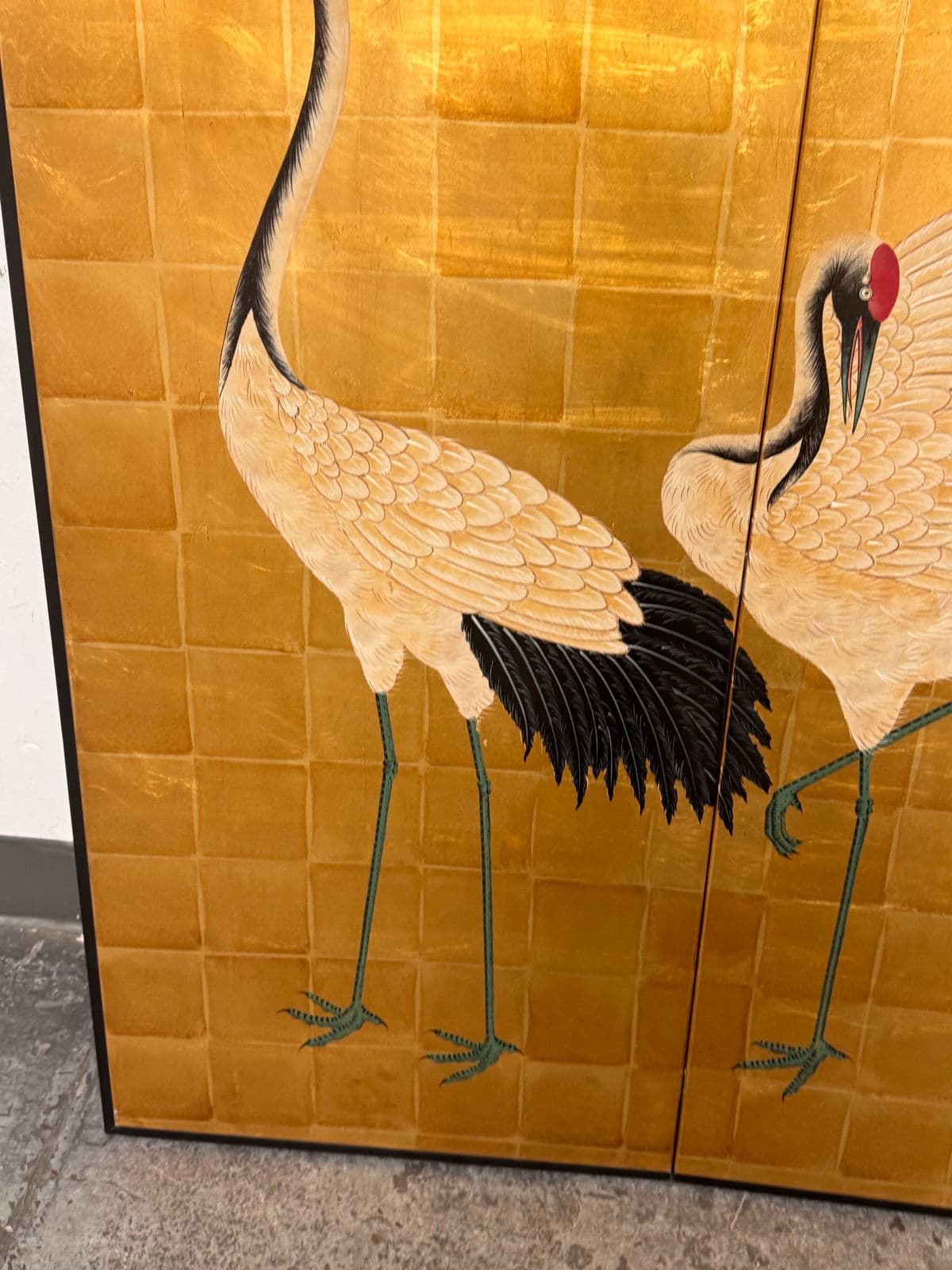 Late 20th Century Chinese Two-Panel Screen With Cranes - Thumbnail 10