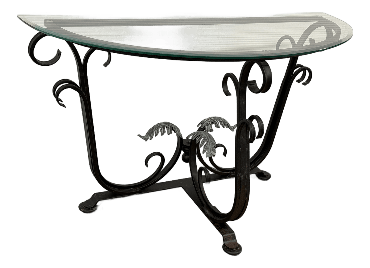 In the Style of Tommy Bahama Wrought Iron Console Table - Thumbnail 2