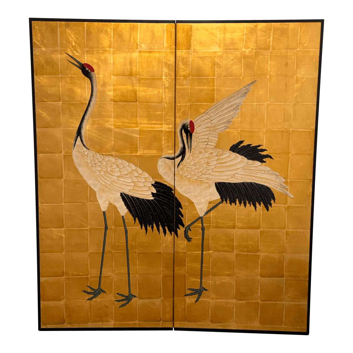 Late 20th Century Chinese Two-Panel Screen With Cranes - Thumbnail 2