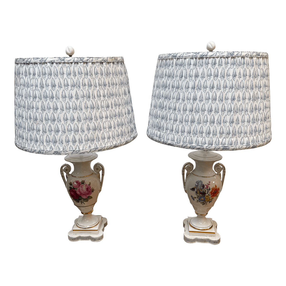 Shabby Chic Floral Urn Table Lamps, Pair - Thumbnail 2