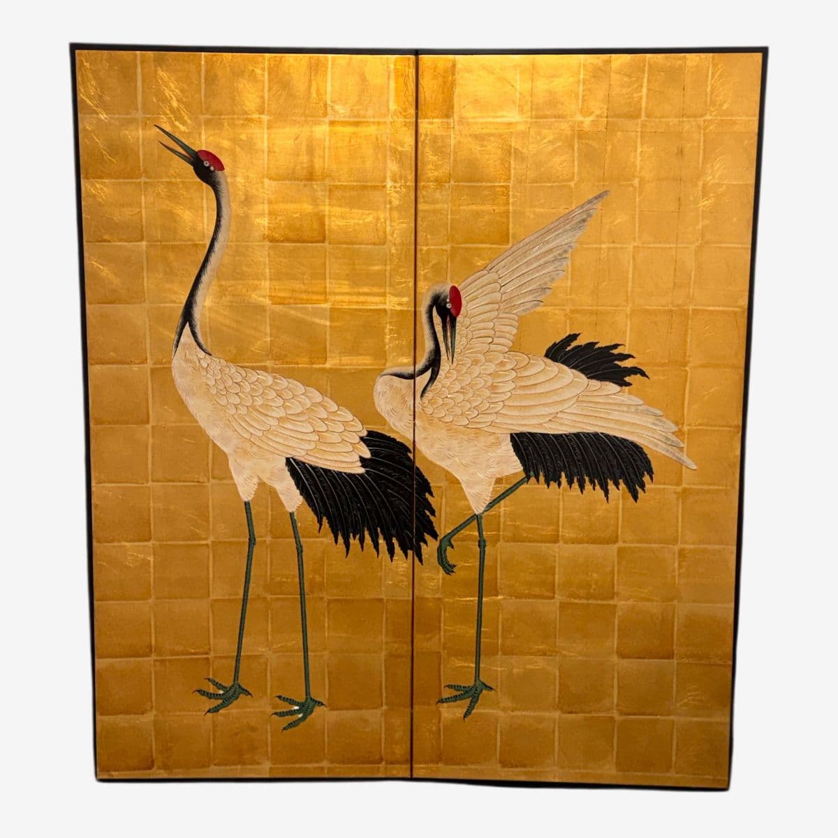 Late 20th Century Chinese Two-Panel Screen With Cranes - Image 1