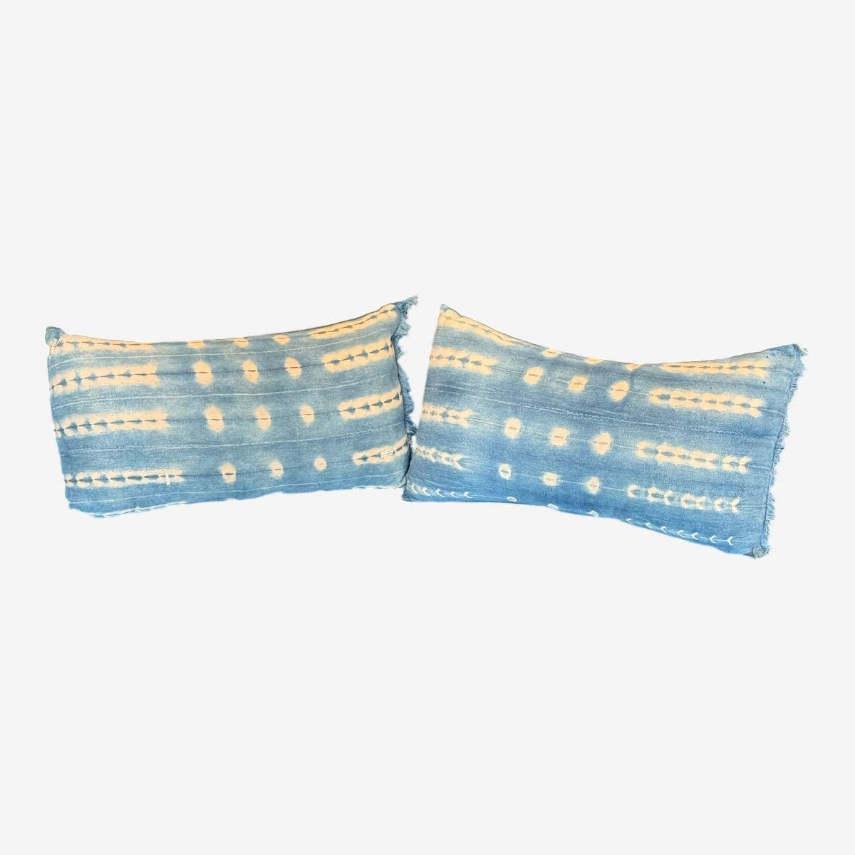 Custom Design Vintage Indigo Lumbar Pillows, Pair - Image 1