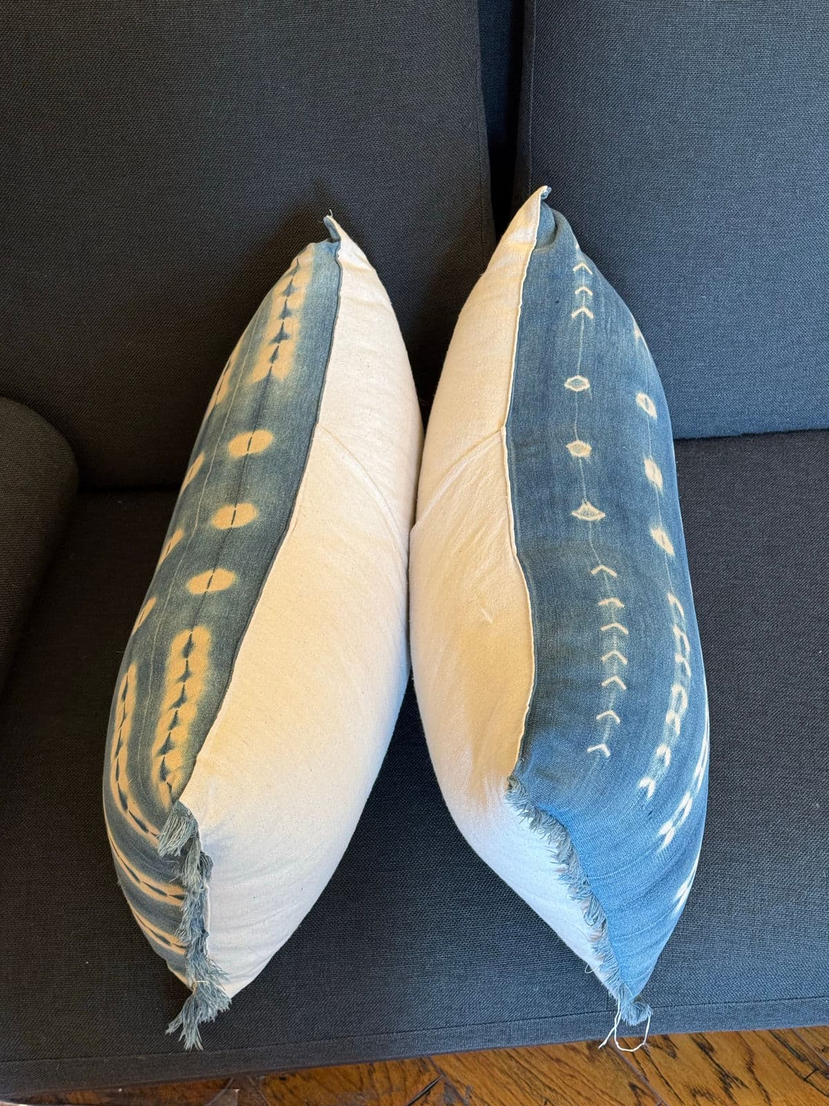 Custom Design Vintage Indigo Lumbar Pillows, Pair - Thumbnail 11