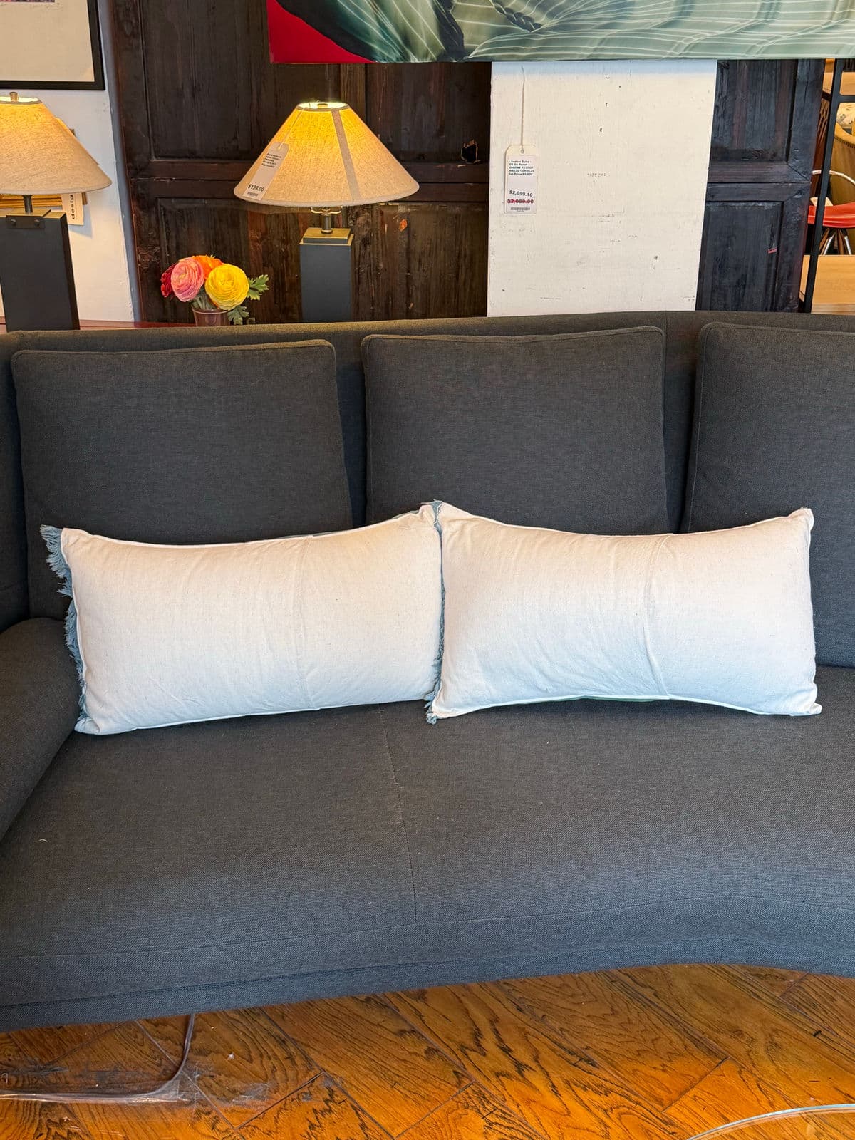 Custom Design Vintage Indigo Lumbar Pillows, Pair - Thumbnail 5