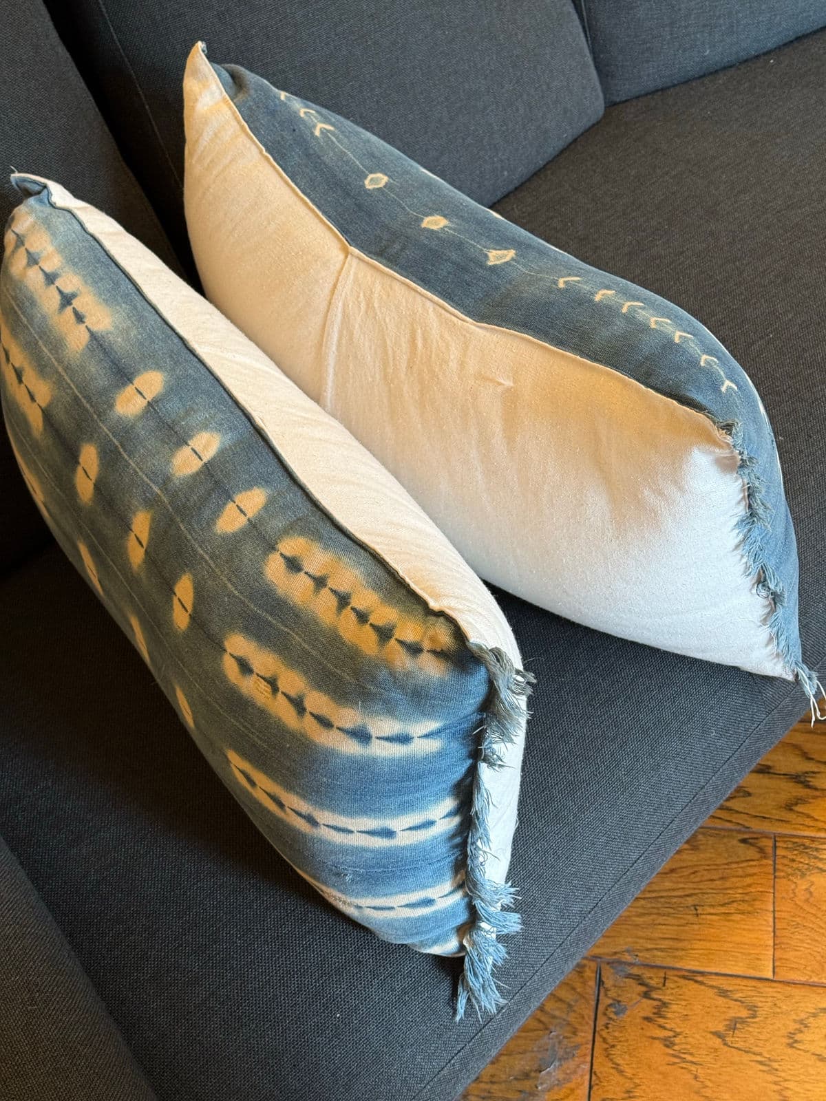 Custom Design Vintage Indigo Lumbar Pillows, Pair - Thumbnail 12