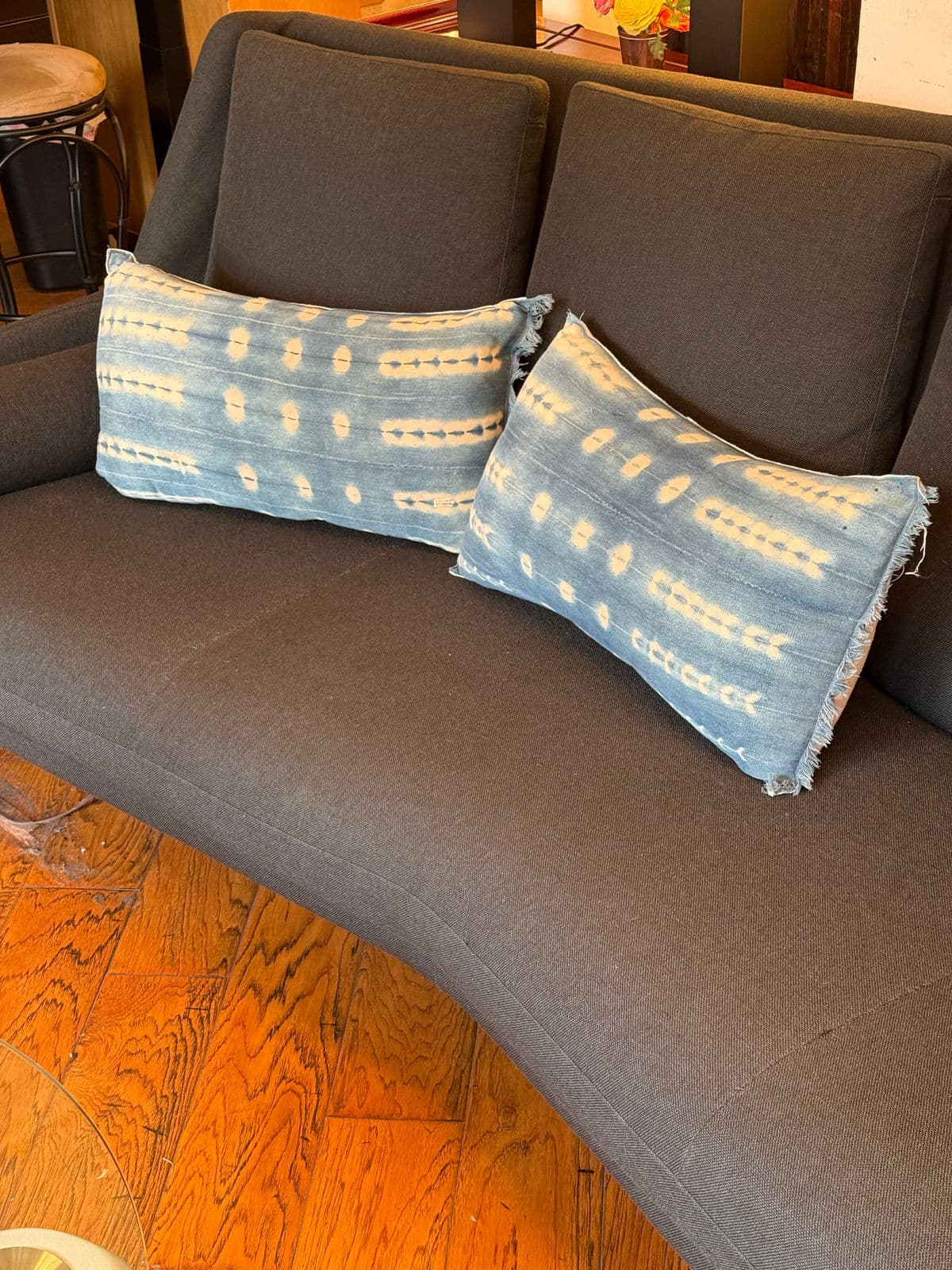 Custom Design Vintage Indigo Lumbar Pillows, Pair - Thumbnail 4