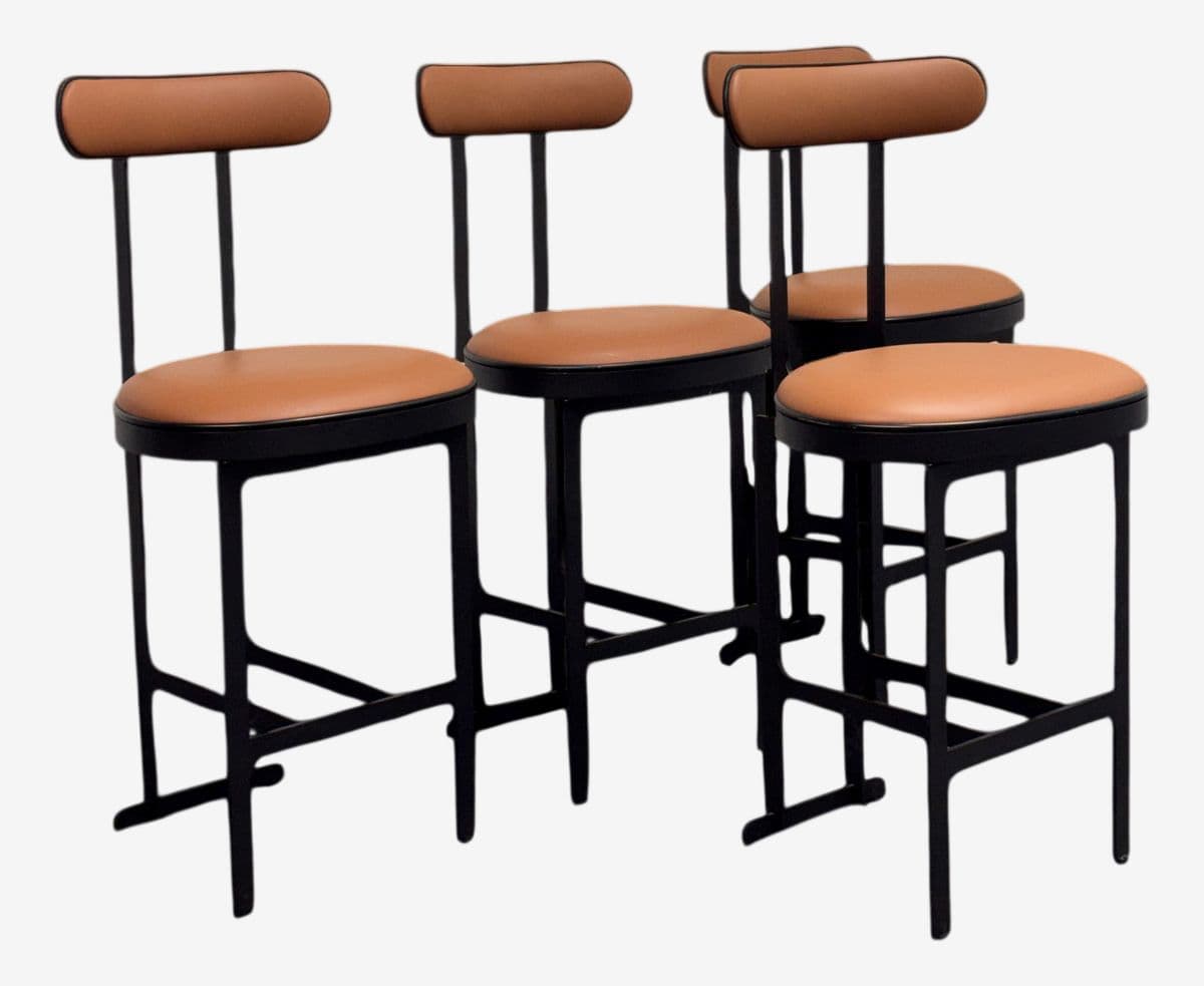 Michael Oren Design Porter Place Style Swivel Counter Stools, Set of Four - Image 1