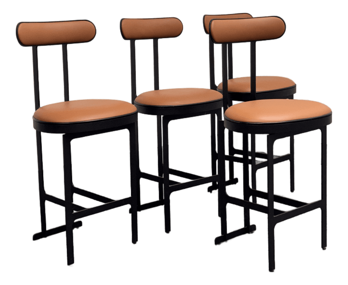 Michael Oren Design Porter Place Style Swivel Counter Stools, Set of Four - Thumbnail 2