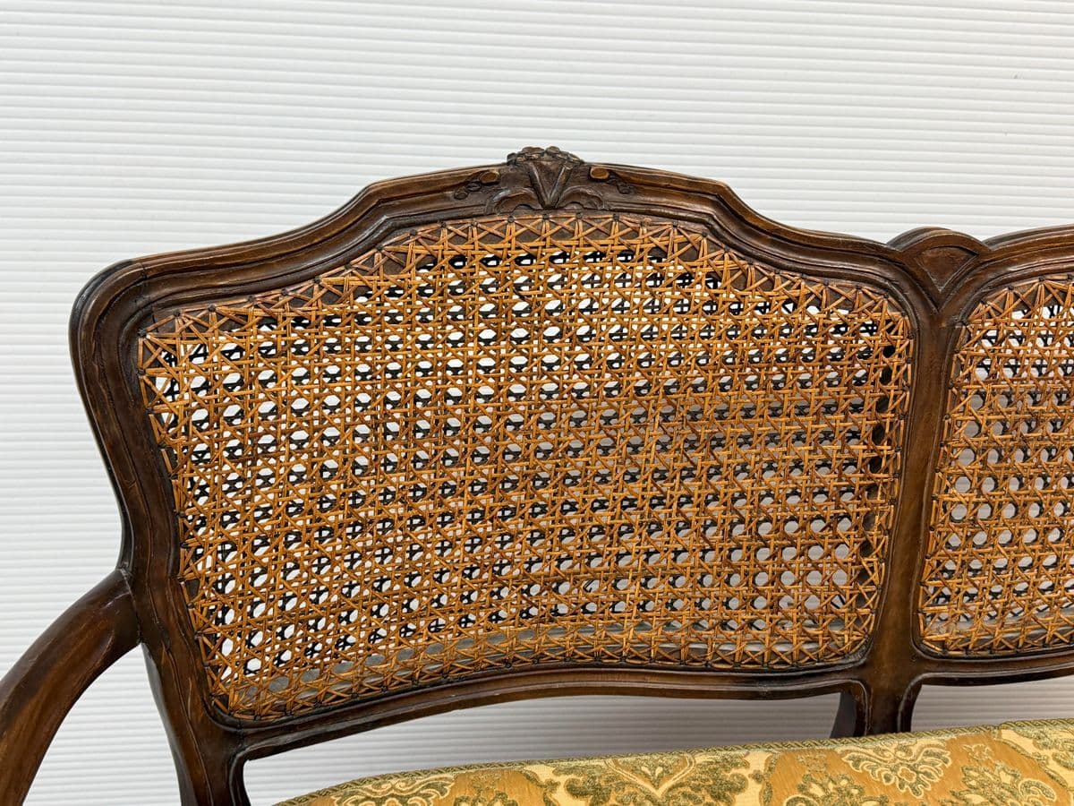 20th Century French Cane Back Sofa Bench - Thumbnail 11