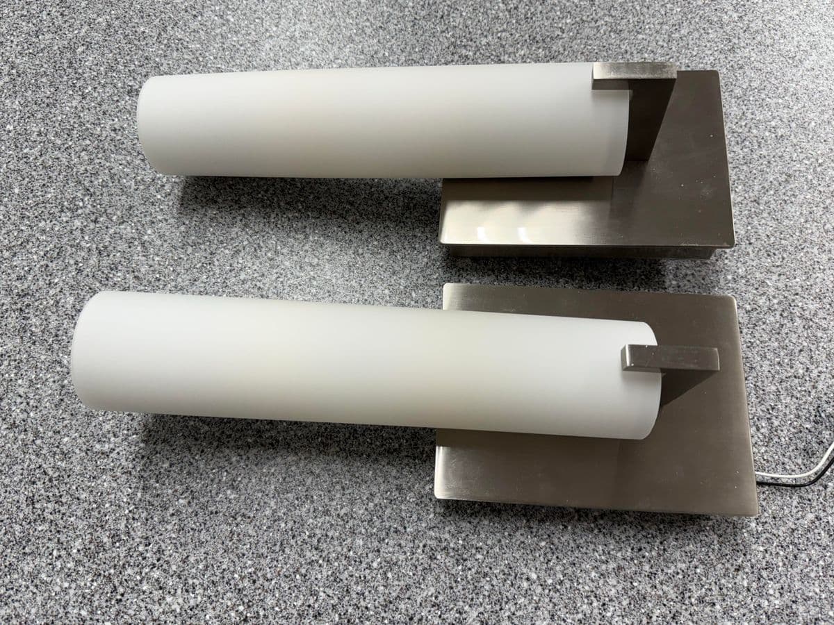 George Kovacs Opal Glass Tube Shade Wall Scones, Pair - Thumbnail 8