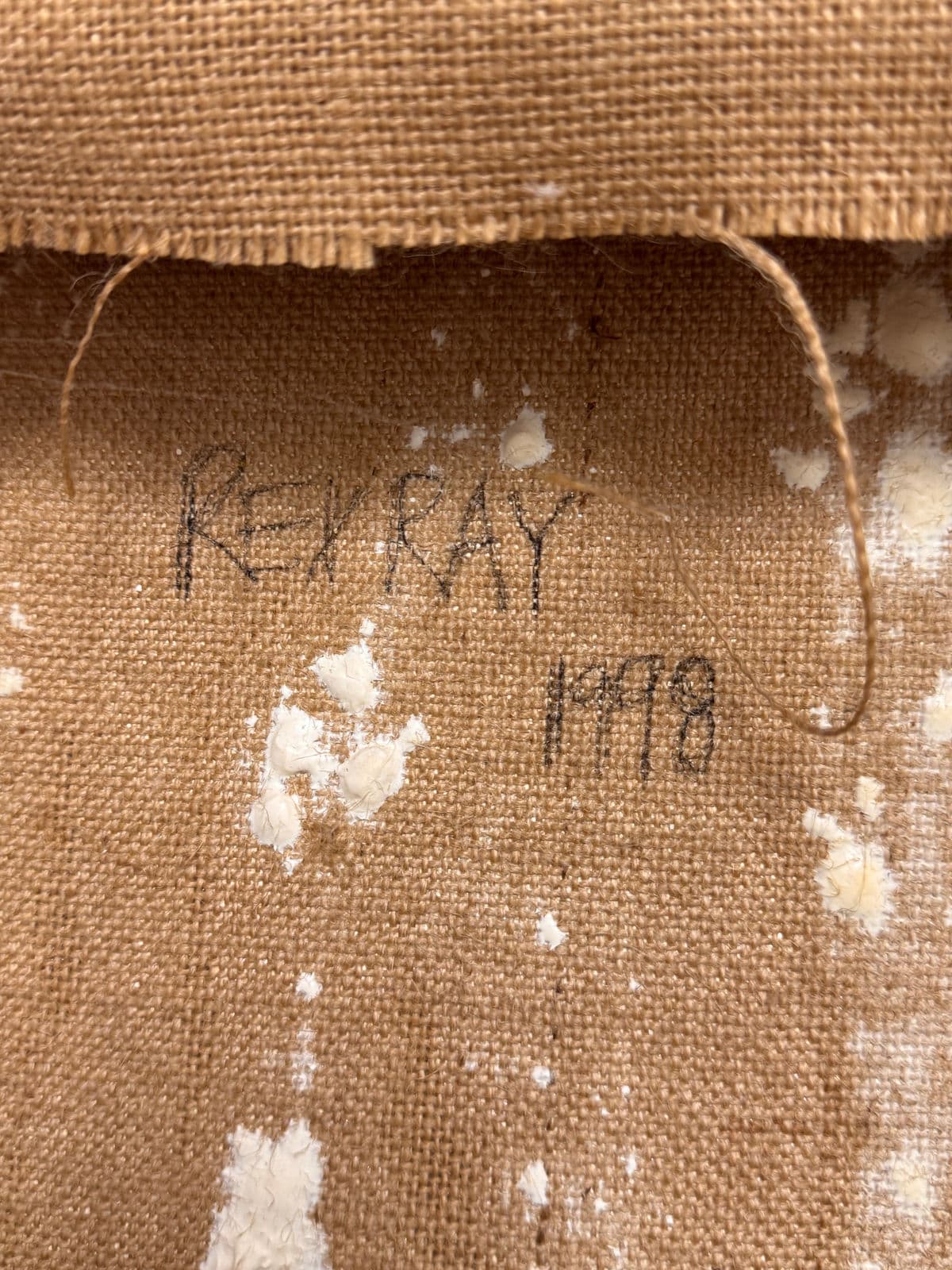 Circa 1998 Rex Ray Encaustic on Jute Painting - Thumbnail 8