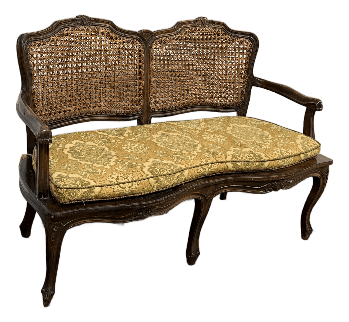 20th Century French Cane Back Sofa Bench - Thumbnail 2