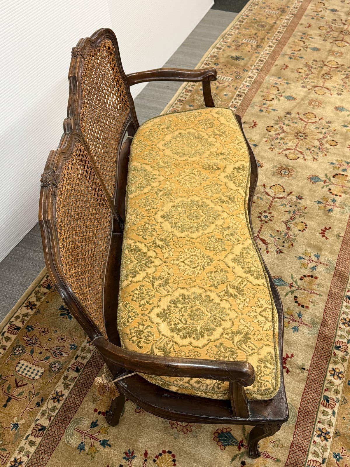 20th Century French Cane Back Sofa Bench - Thumbnail 9