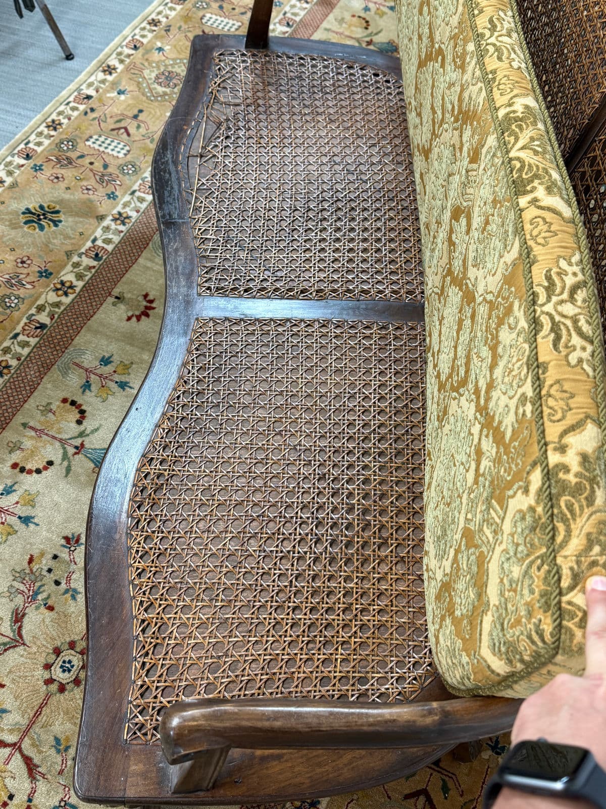 20th Century French Cane Back Sofa Bench - Thumbnail 8