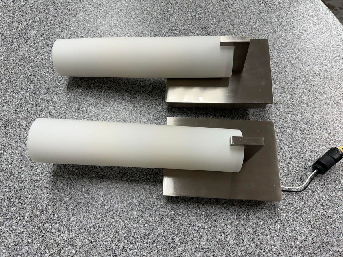 George Kovacs Opal Glass Tube Shade Wall Scones, Pair - Thumbnail 9