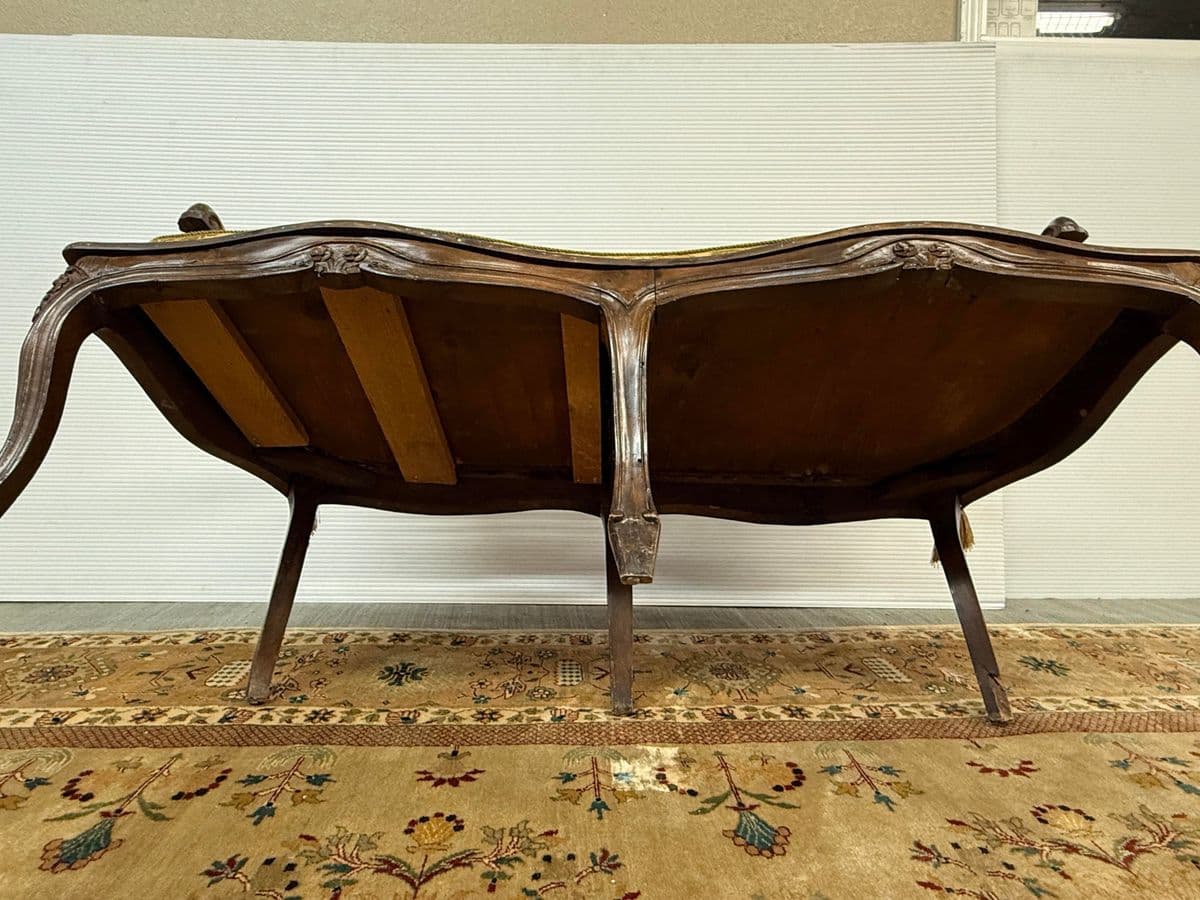 20th Century French Cane Back Sofa Bench - Thumbnail 7