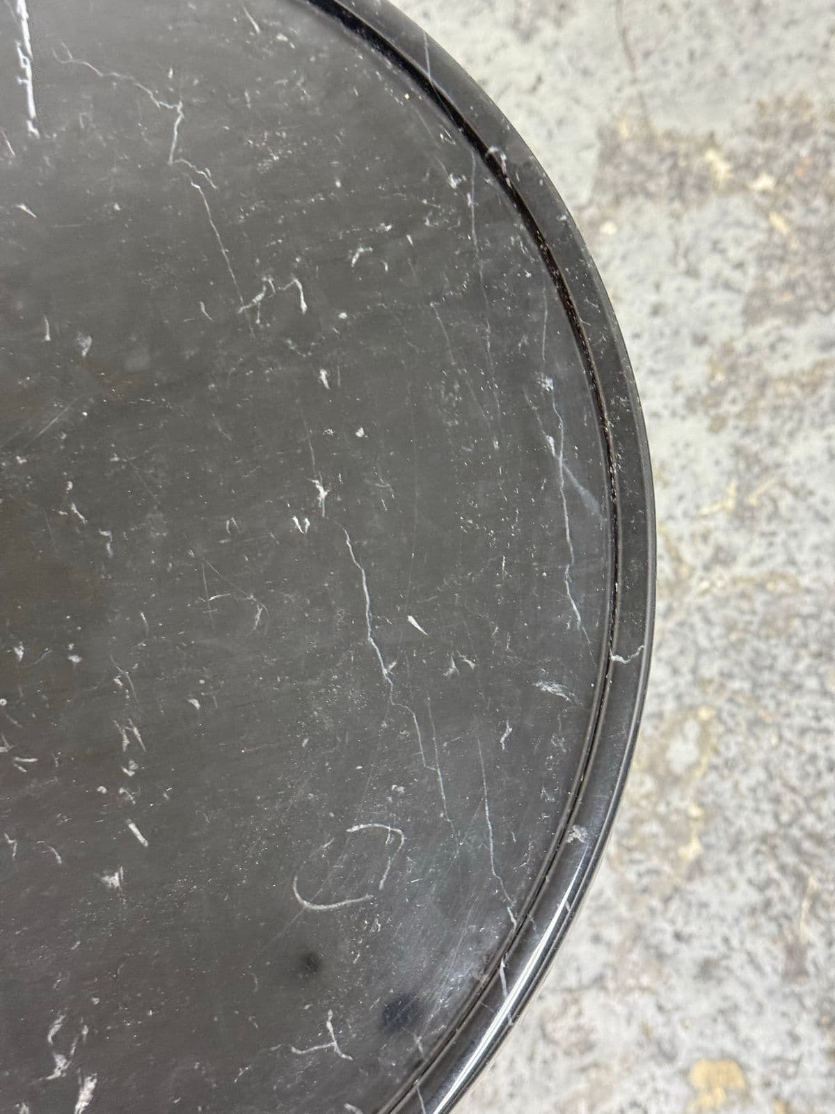 Michael Oren Designs Marquina Marble Pedestal Side Table - Thumbnail 8