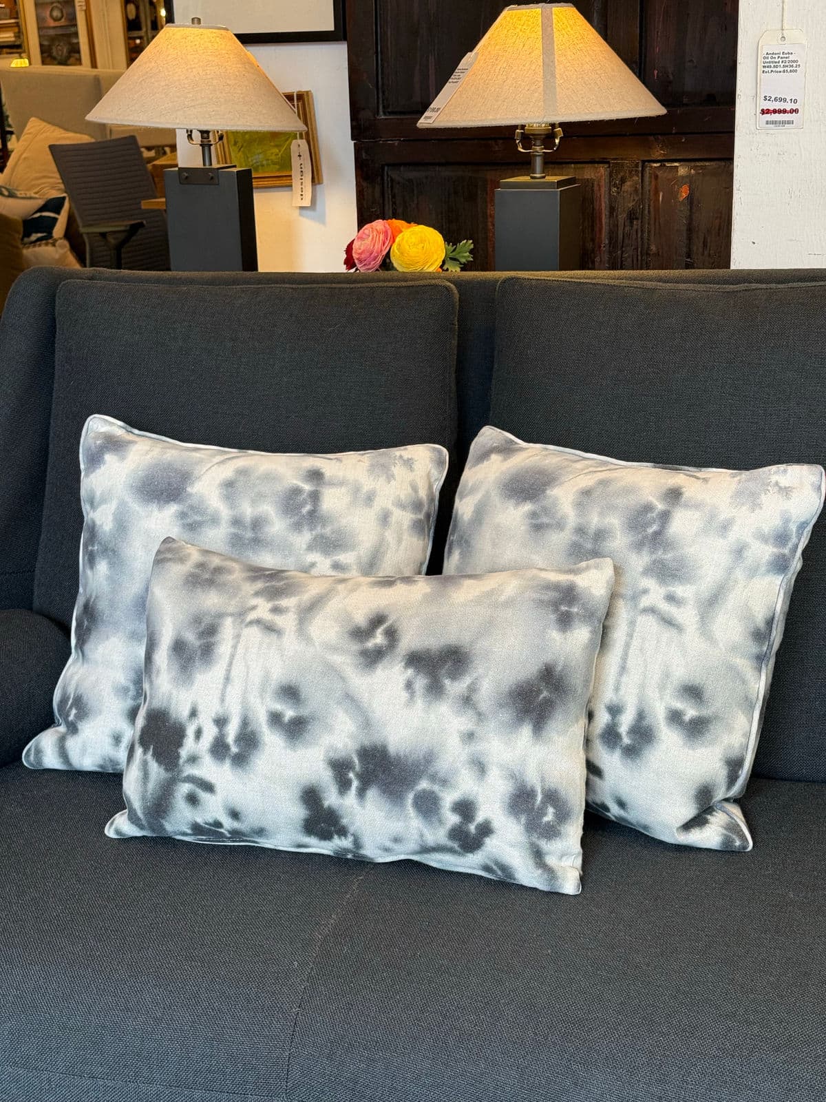 Custom Design Vintage Watercolor Floral Pillows, Set of Three - Thumbnail 4