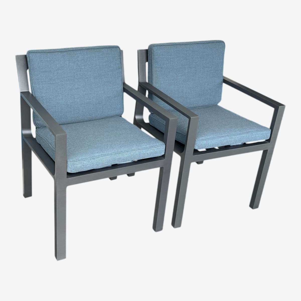 Restoration Hardware Rhodes Aluminum Outdoor Dining Armchairs, Pair - Image 1