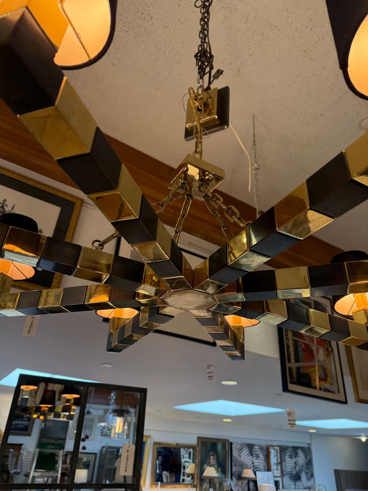 Custom Black + Gold Eight Light Chandelier - Thumbnail 10