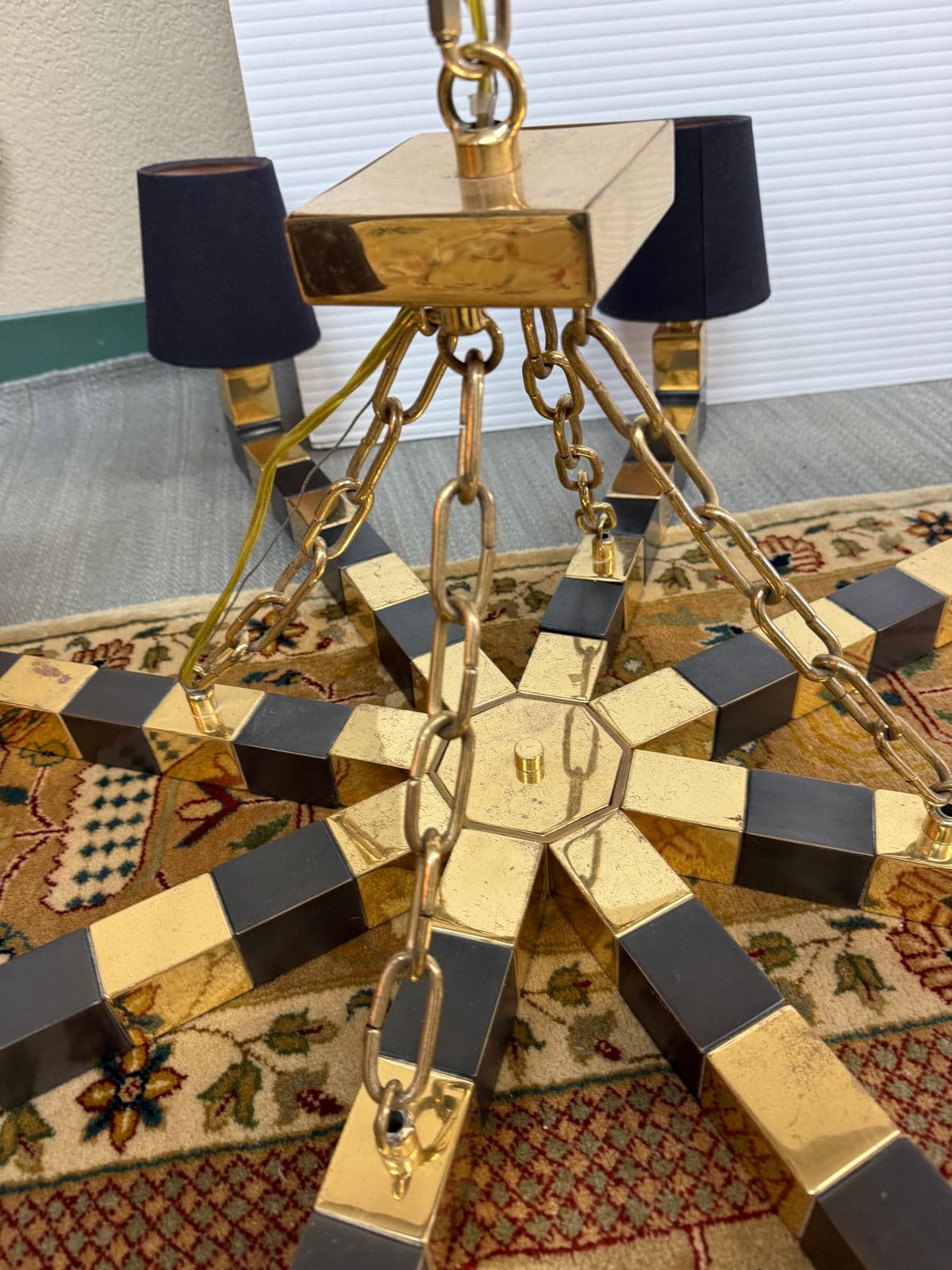 Custom Black + Gold Eight Light Chandelier - Thumbnail 4