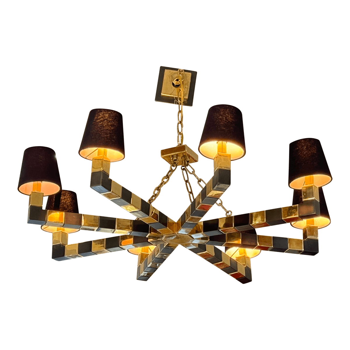 Custom Black + Gold Eight Light Chandelier - Thumbnail 2