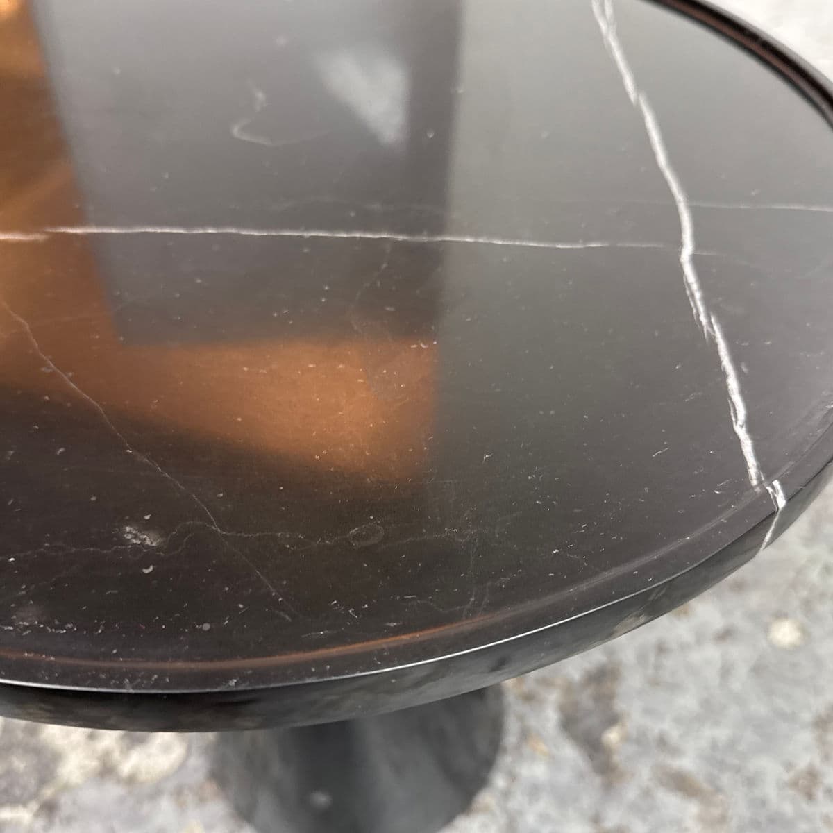 Michael Oren Designs Marquina Marble Pedestal Side Table - Thumbnail 13