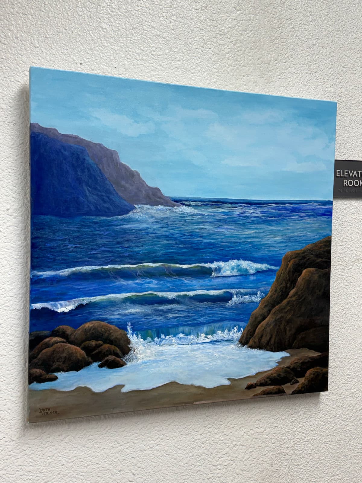 Ruth Rediger "Wavey Waves" Oil Painting, Signed - Thumbnail 4