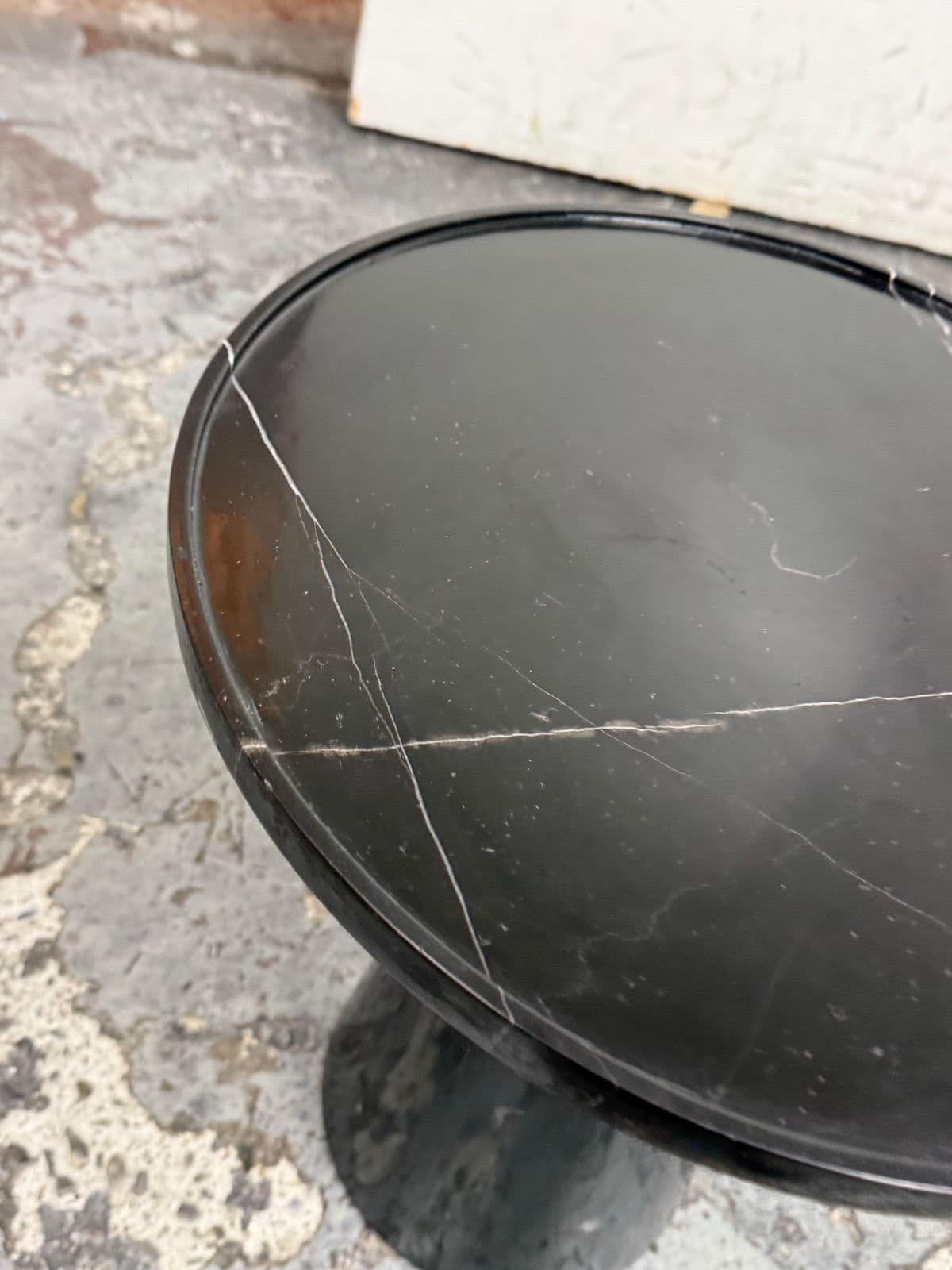 Michael Oren Designs Marquina Marble Pedestal Side Table - Thumbnail 10