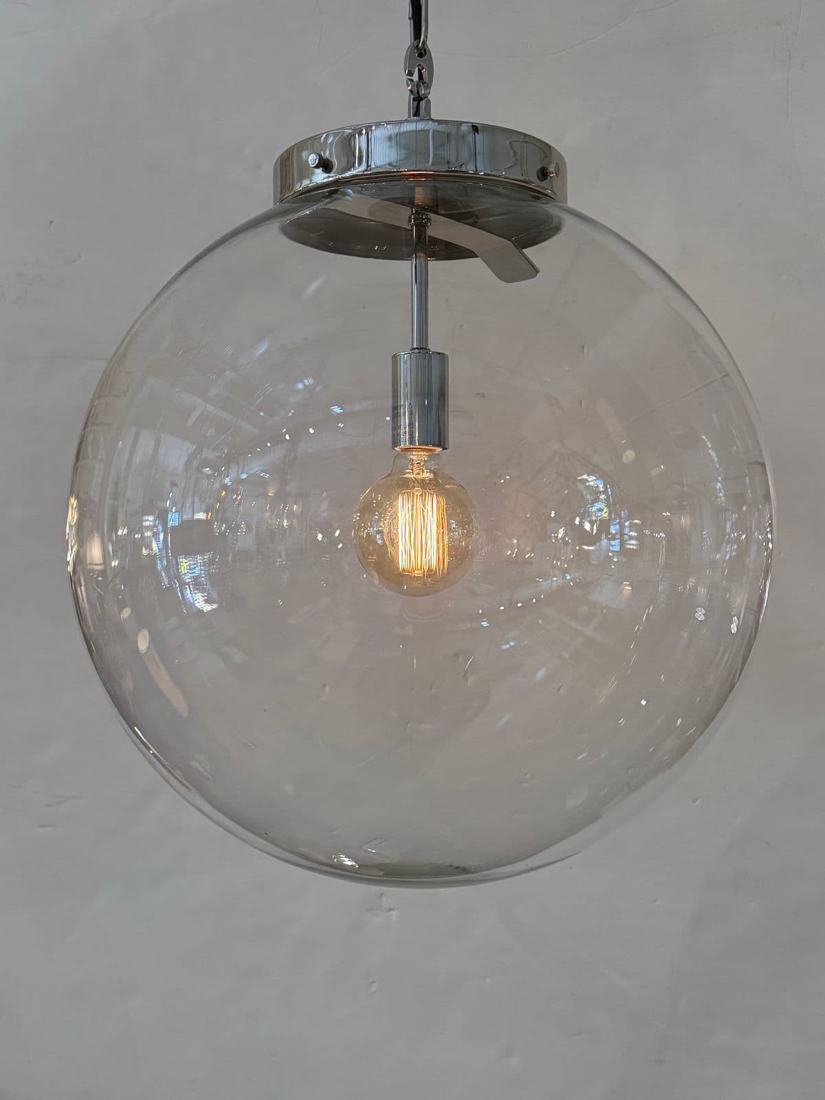Restoration Hardware Parisian Architectural Clear Glass Poste Pendant - Thumbnail 3