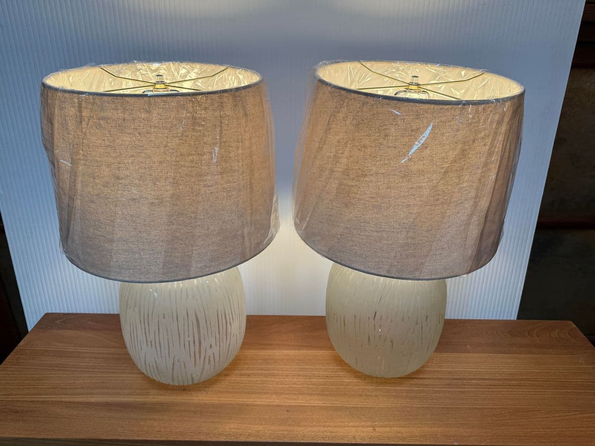 Etched Glass Table Lamps, Pair - Thumbnail 3