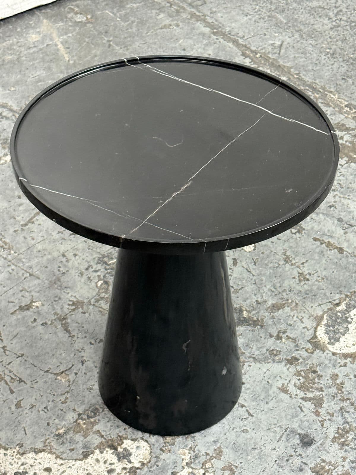 Michael Oren Designs Marquina Marble Pedestal Side Table - Thumbnail 5