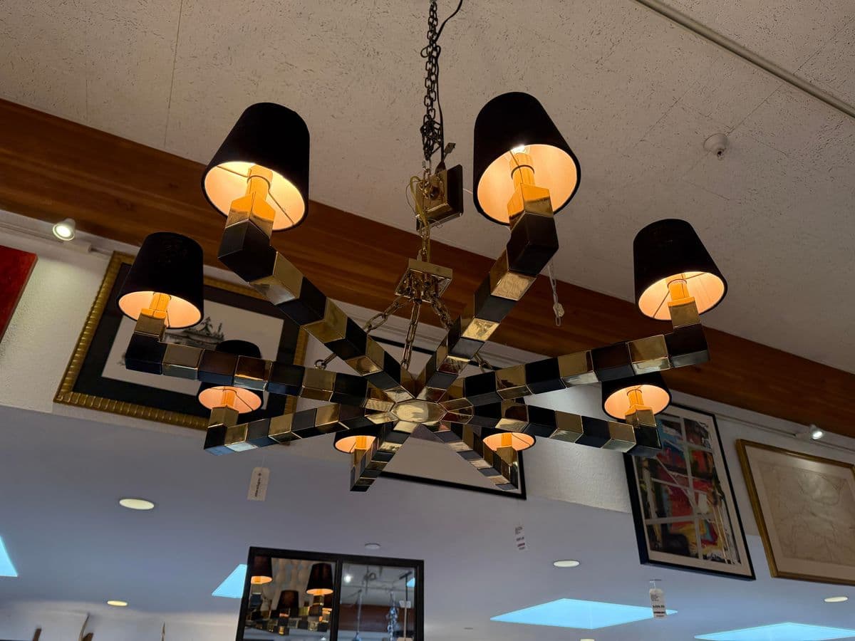 Custom Black + Gold Eight Light Chandelier - Thumbnail 12