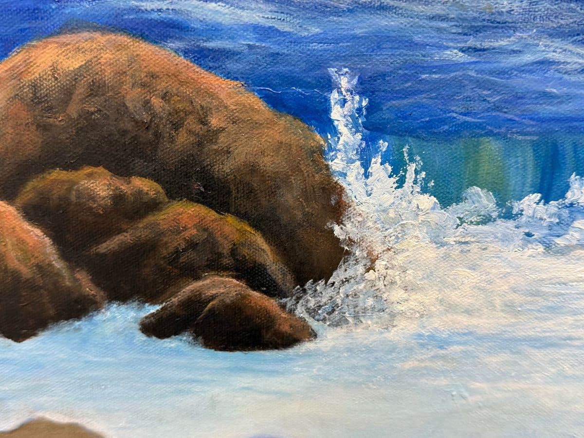 Ruth Rediger "Wavey Waves" Oil Painting, Signed - Thumbnail 9