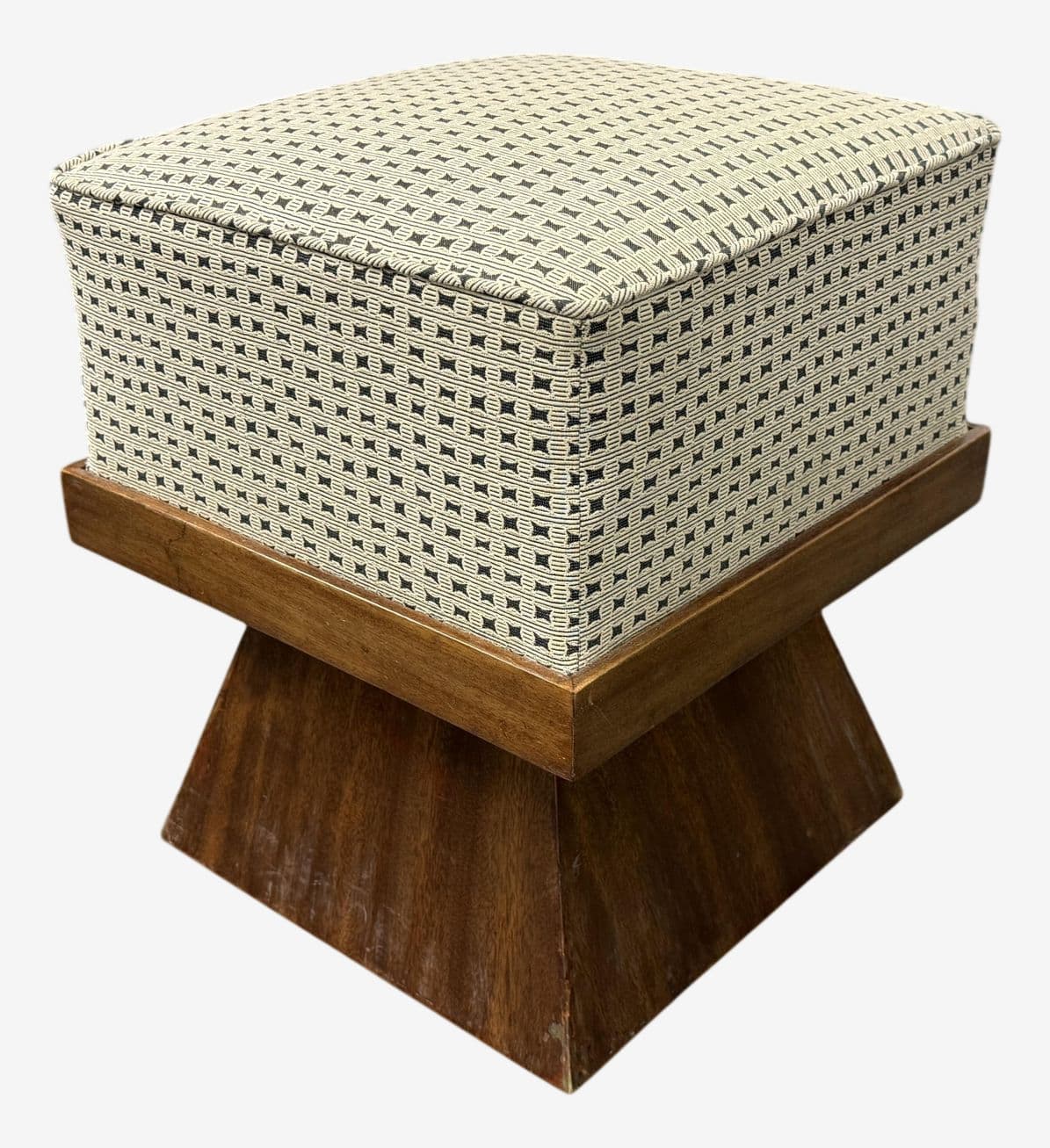 Art Deco Stool + Sculptural Wood Base, Circa 1920's - Image 1