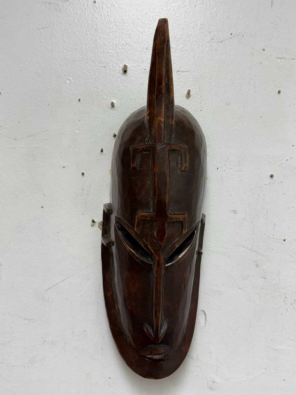 African Hand Carved Wood Wall Mask - Thumbnail 3