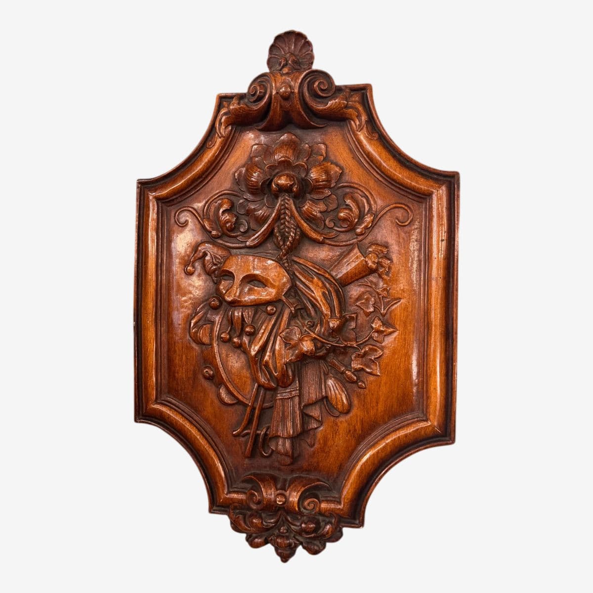 Antique Ceramic Masquerade Shield Wall Hanging - Image 1