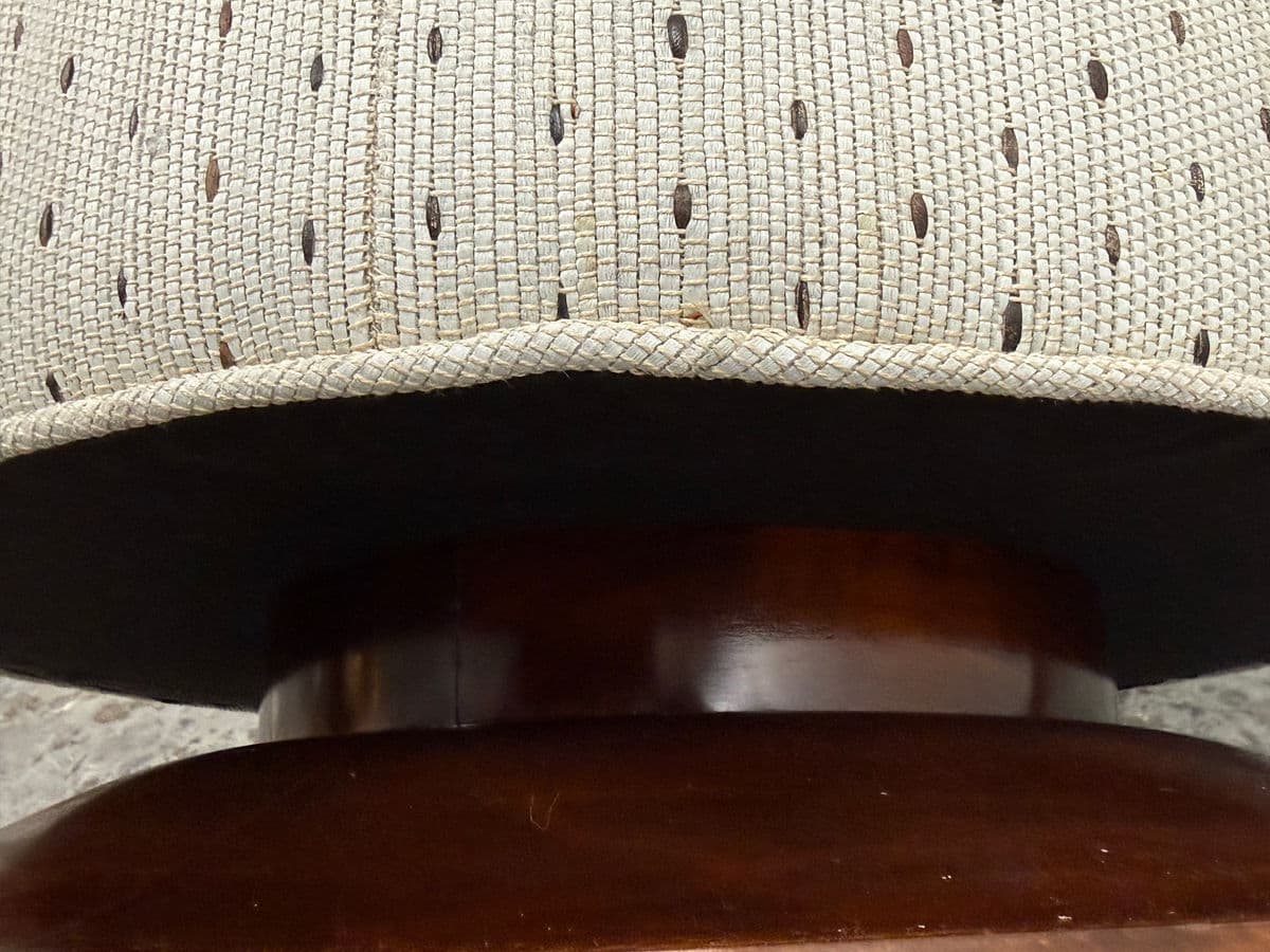 Art Deco Ottoman + Wood Base, Circa 1920's - Thumbnail 8