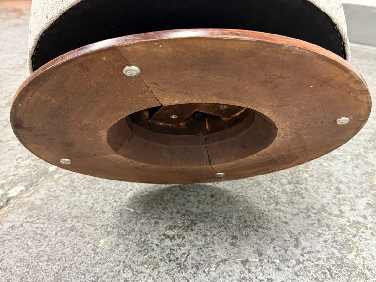 Art Deco Ottoman + Wood Base, Circa 1920's - Thumbnail 13