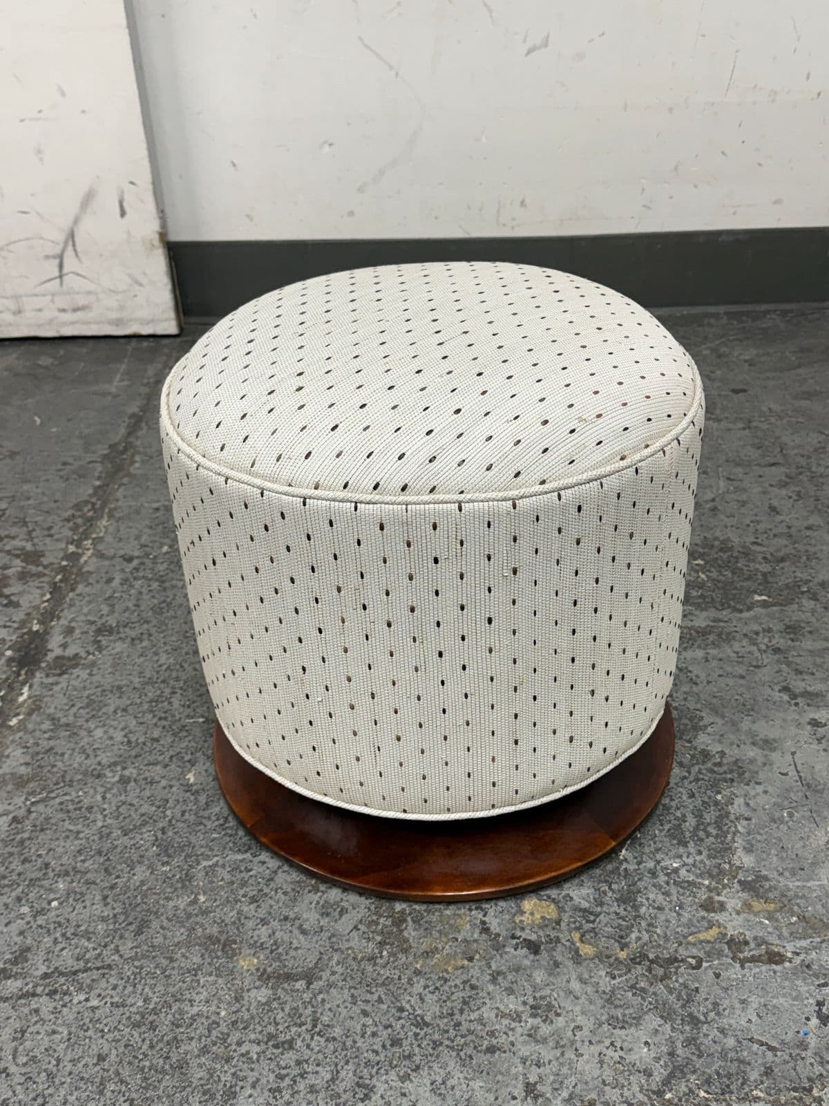 Art Deco Ottoman + Wood Base, Circa 1920's - Thumbnail 6