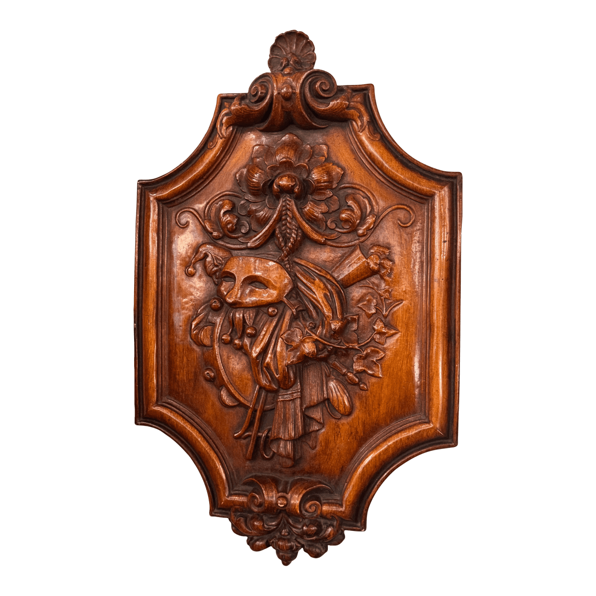 Antique Ceramic Masquerade Shield Wall Hanging - Thumbnail 2