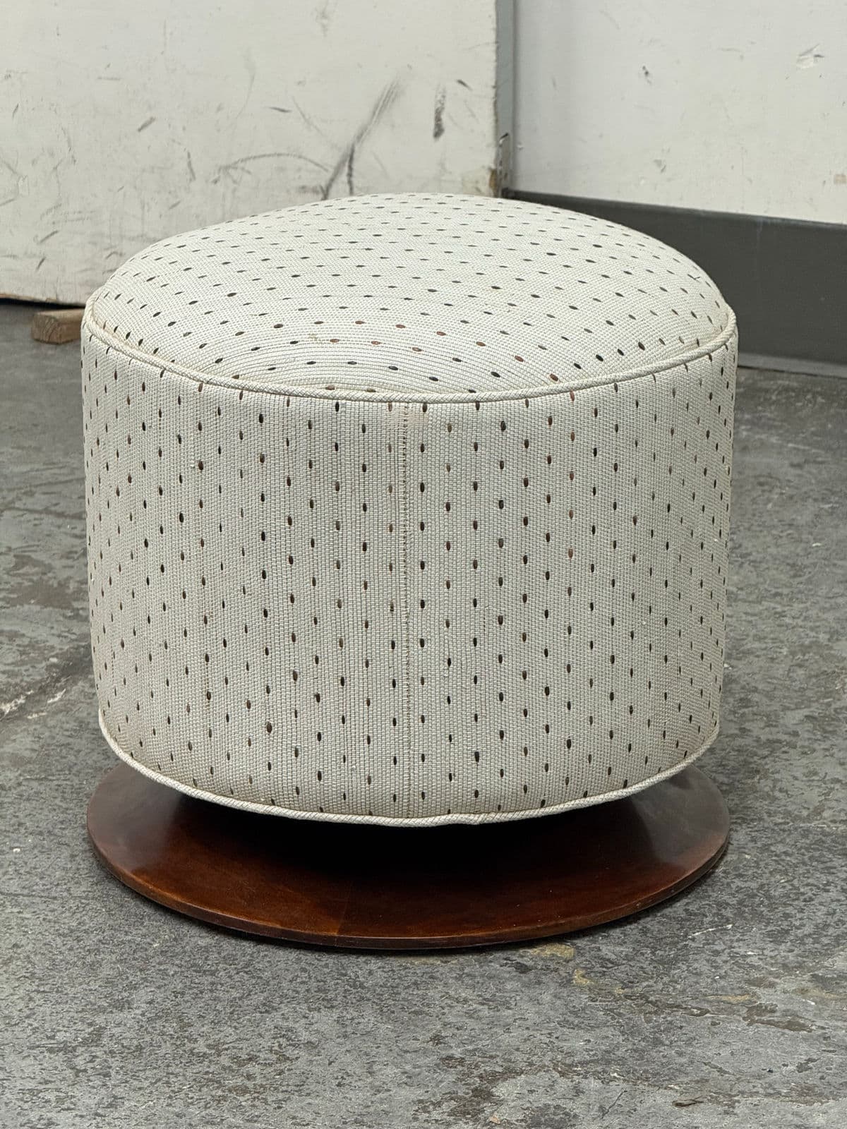 Art Deco Ottoman + Wood Base, Circa 1920's - Thumbnail 3